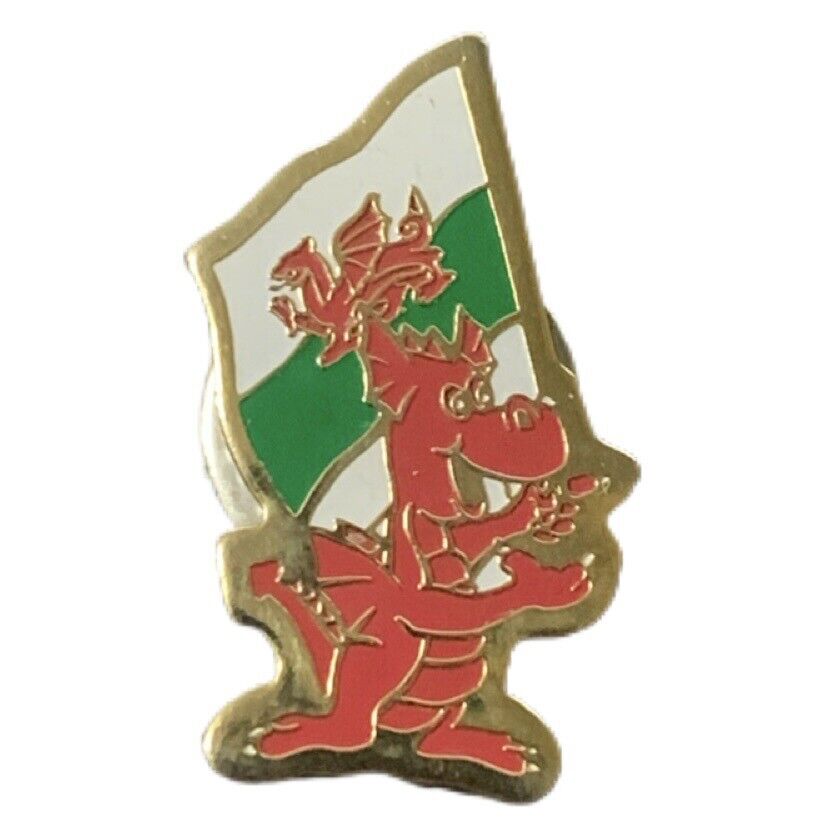 Vintage Wales Welsh Dragon Flag of Wales Travel Souvenir Pin