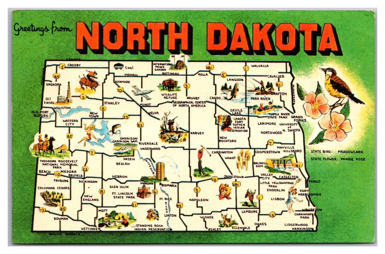Greetings From North Dakota Postcard