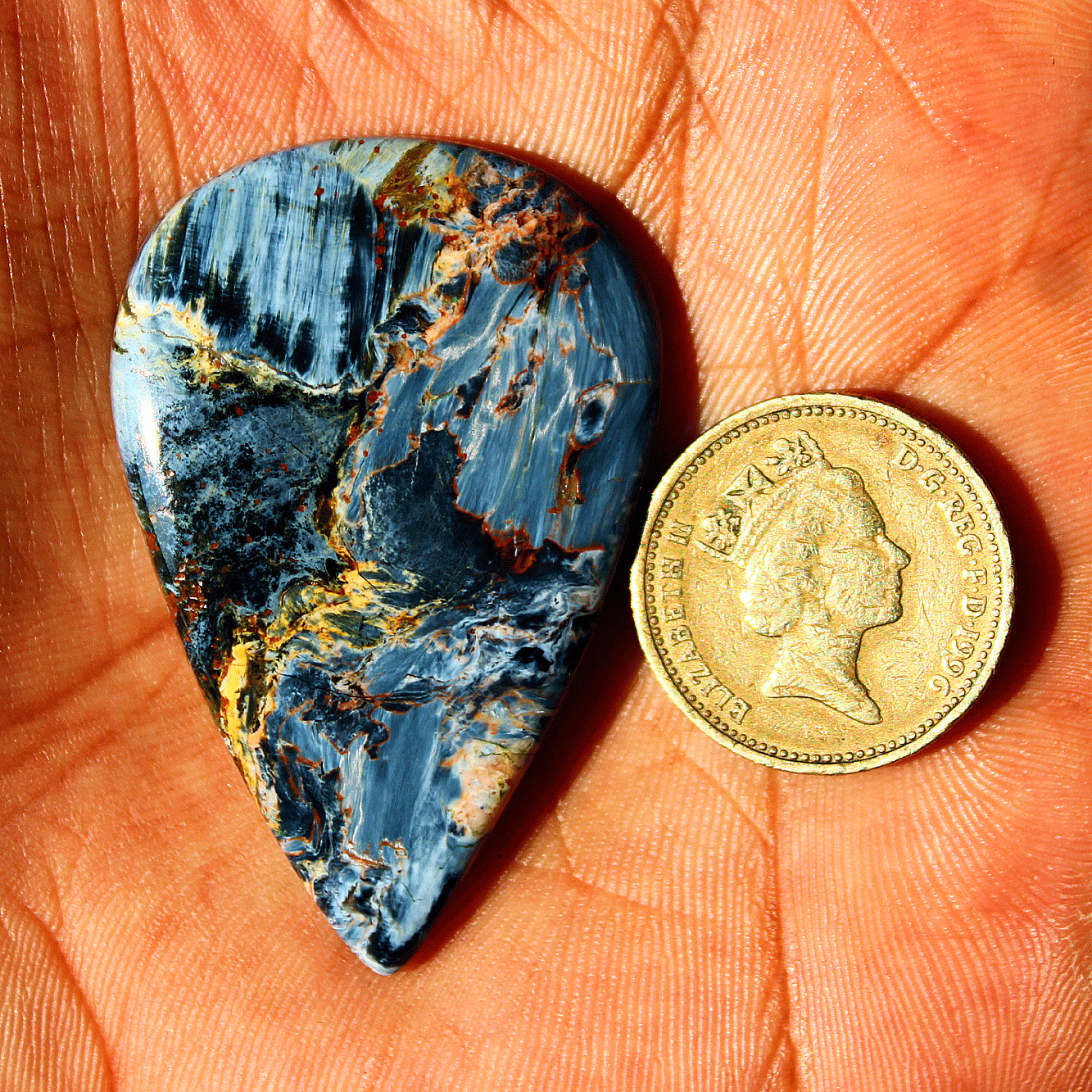 12.7g Natural Namibia Pietersite Teardrop Crystal Healing Mineral Specimen Reiki