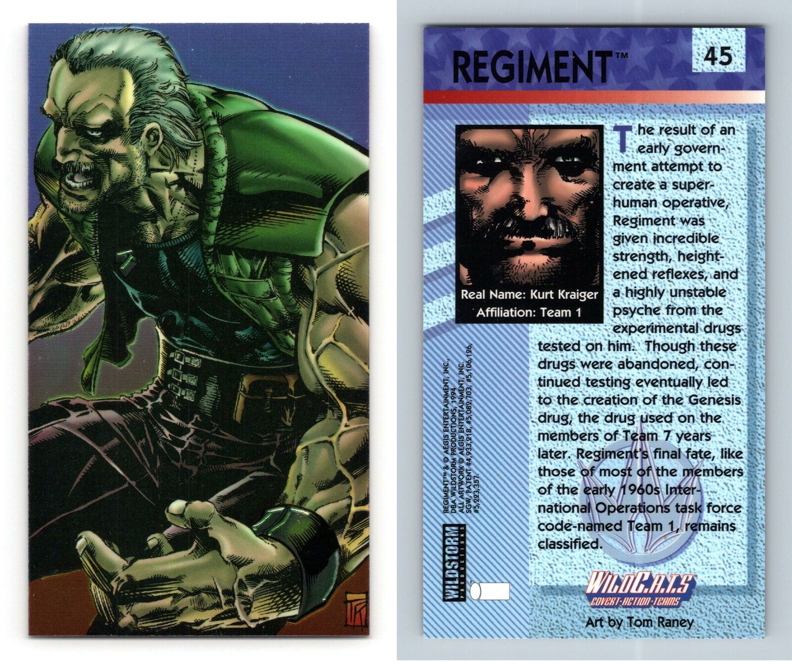 Regiment #45 WildC.A.T.s 1994 Wildstorm Chrome Trading Card