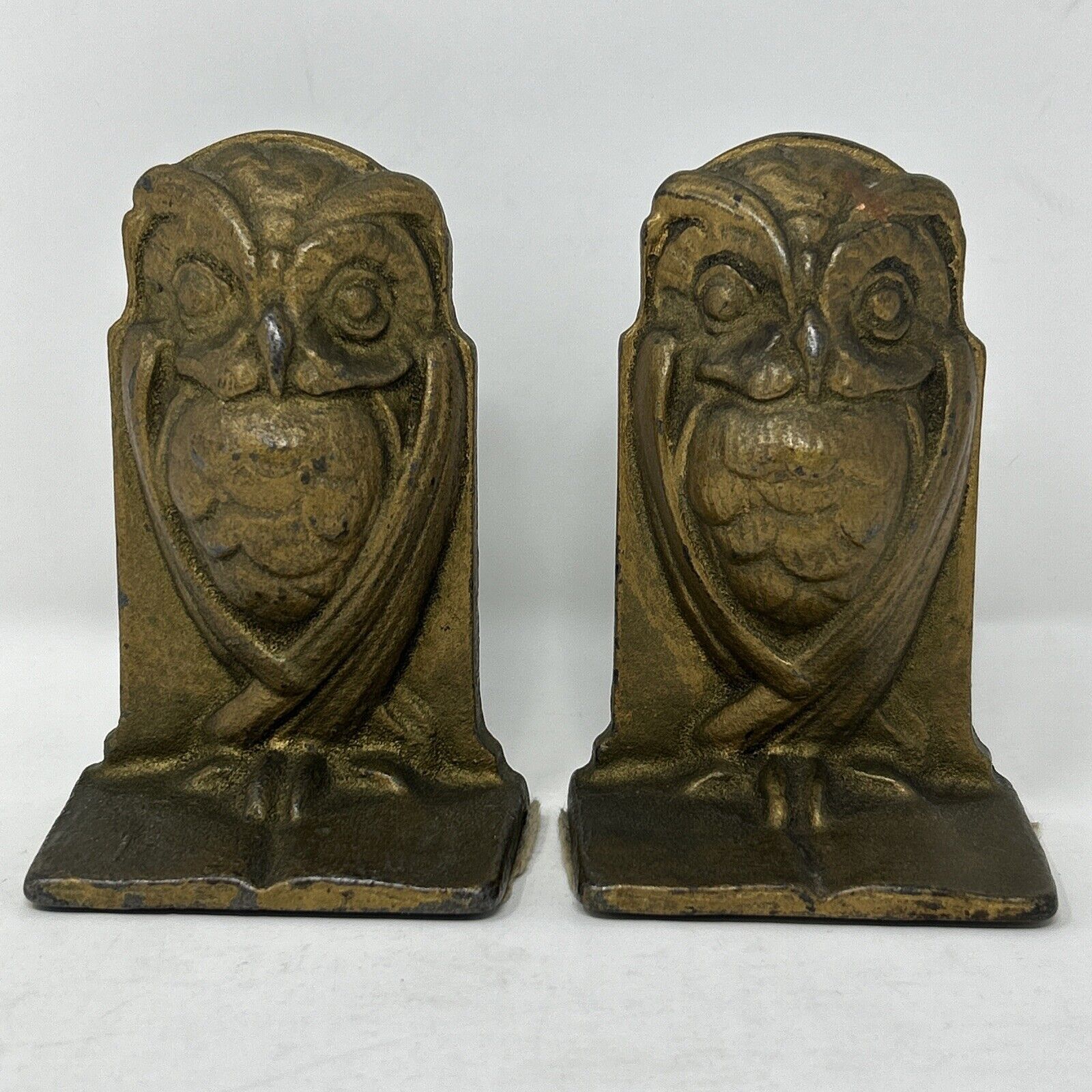 Antique Cast Iron OWL Bookends In Bronze Finish Felt Bottom