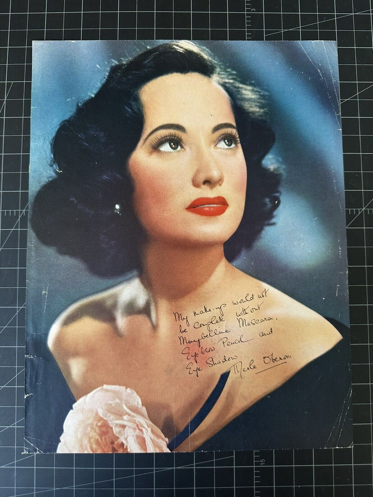 Vintage 1940s Maybelline Cosmetics Print Ad - Merle Oberon 
