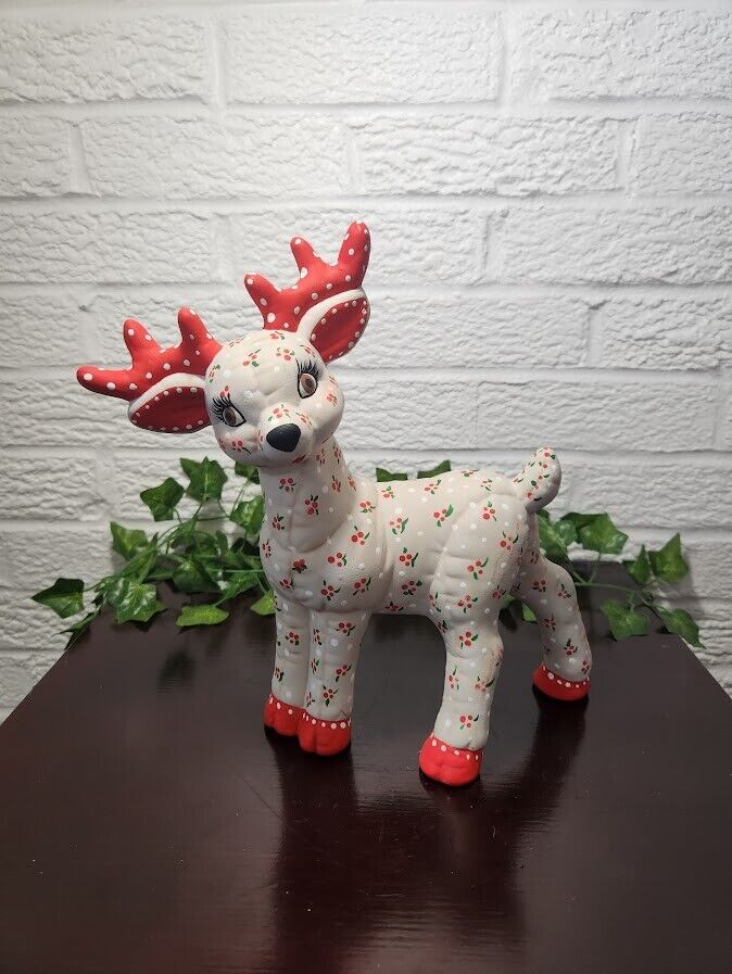Vintage Kimple Ceramic Mold Christmas Reindeer Deer Figurine Hand-painted