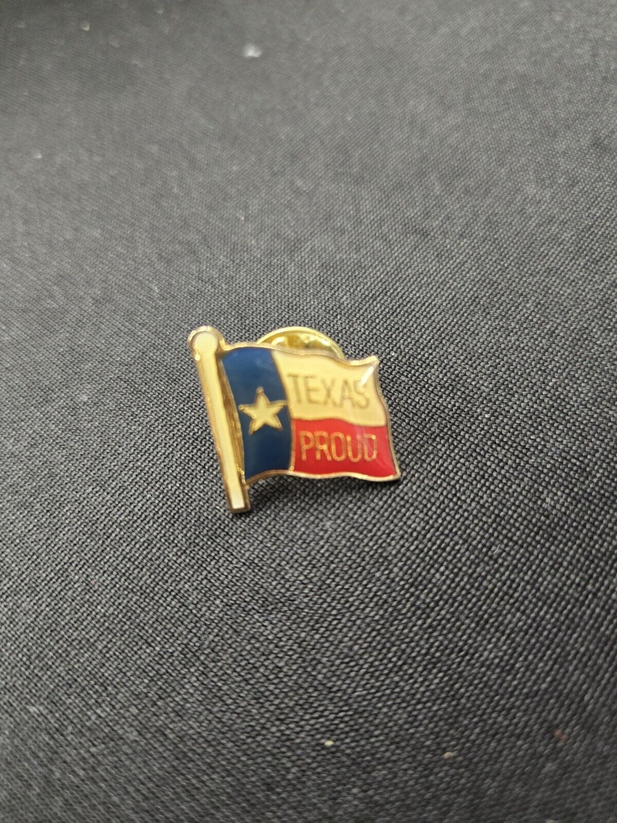 Vintage TEXAS PROUD Texas Flag Pinback, Lapel Pin, Red White & Blue
