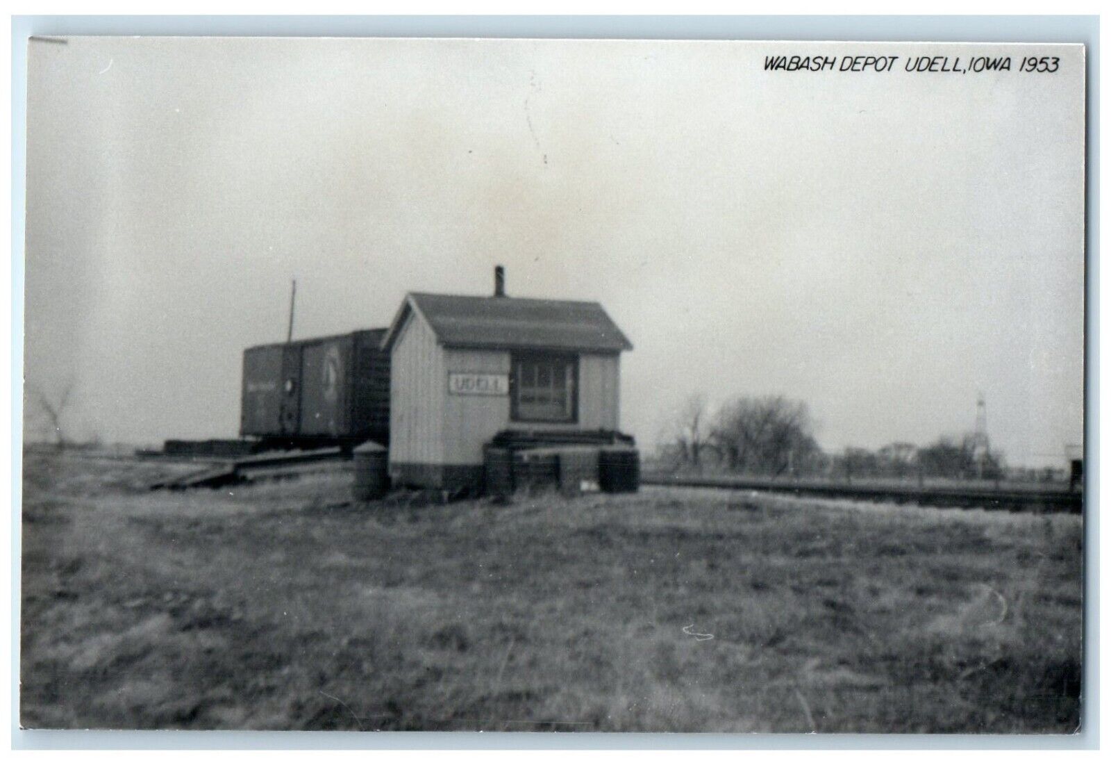 c1953 Wabash Depot Udell Iowa Railroad Train Depot Station RPPC Photo Postcard
