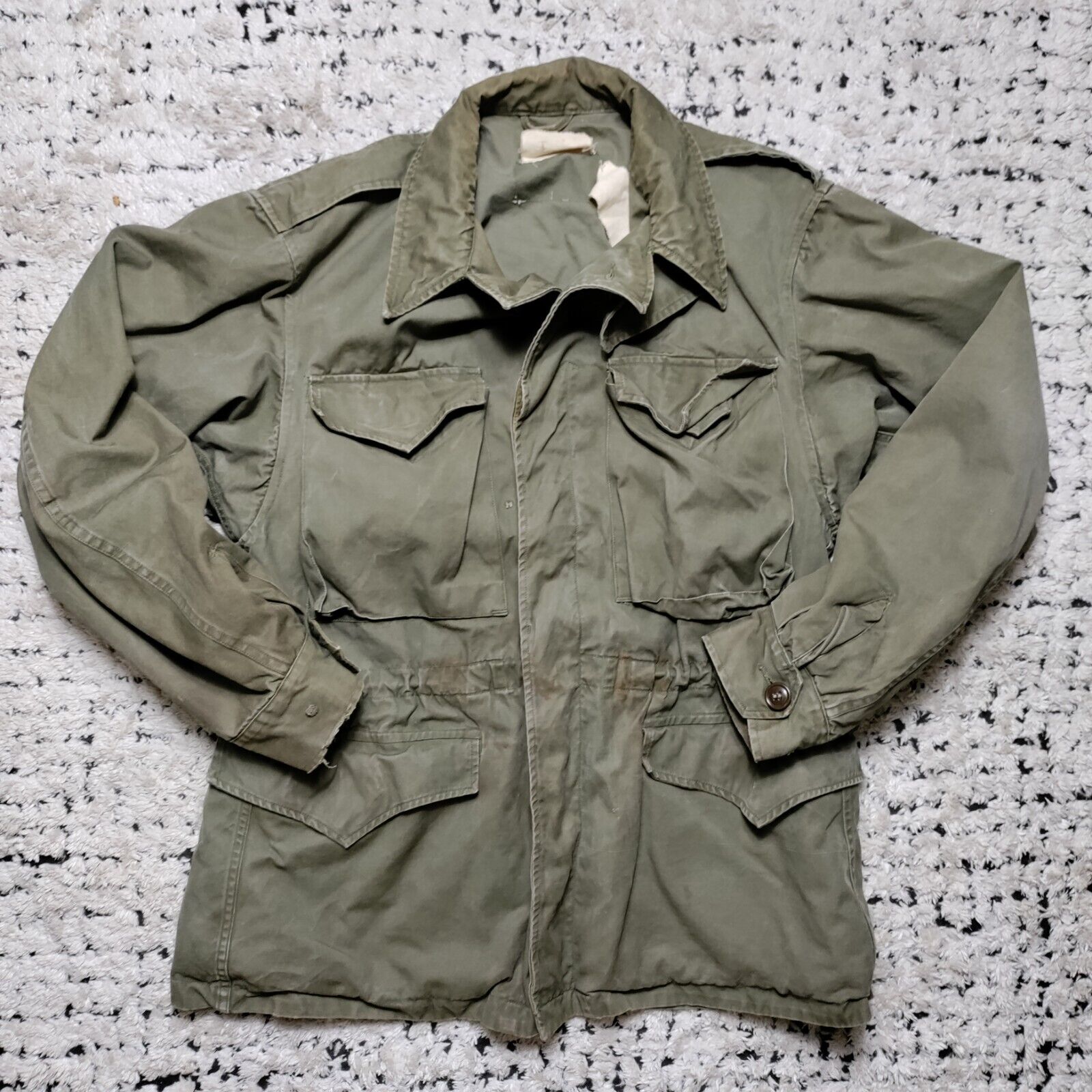 Vintage US Military Jacket Small Green M-1950 Field Jacket Unlined Korean War