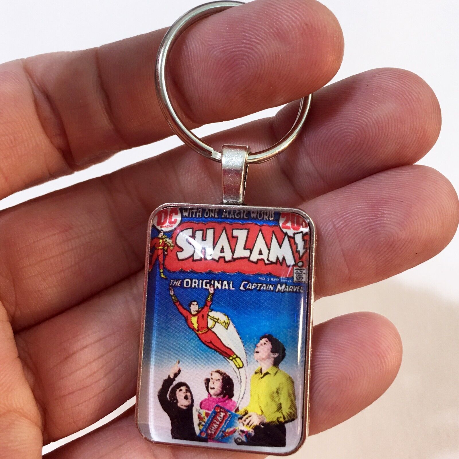 Shazam #2 Cover Key Ring or Necklace Classic Captain Marvel Comic Book Jewelry