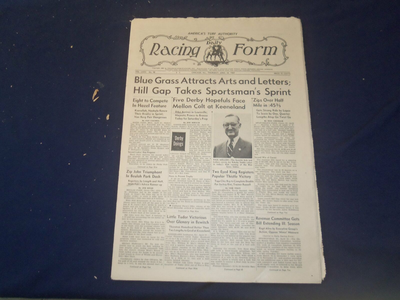 1969 APRIL 24 THE DAILY RACING FORM- HILL GAP TAKES SPORTSMAN'S SPRINT- NP 2534J