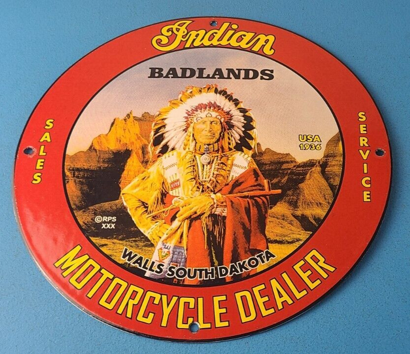 Vintage Indian Motorcycles Sign - Gas Pump Porcelain Sign