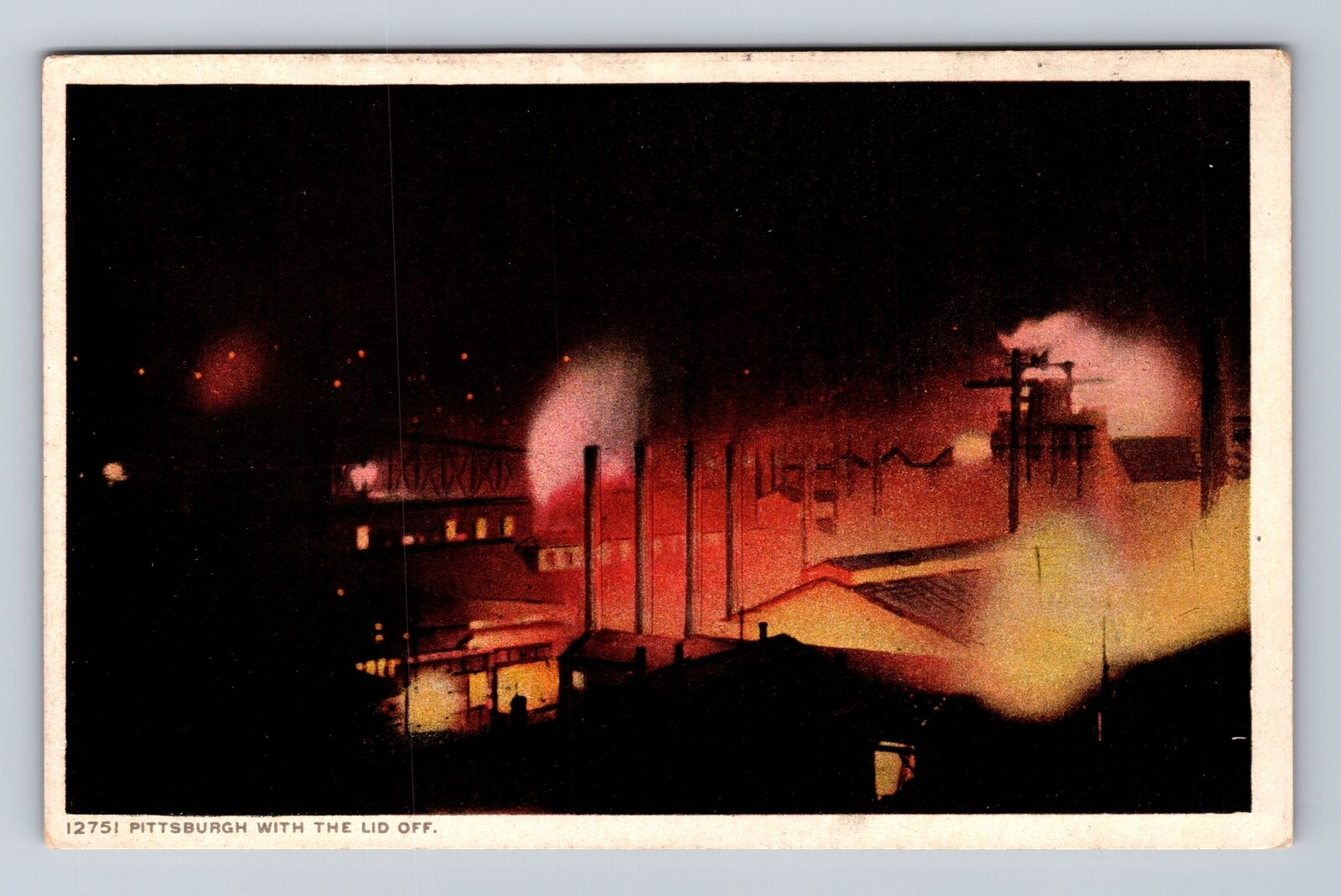 Pittsburgh PA-Pennsylvania, Night in Pittsburgh, Steel Mills Vintage Postcard