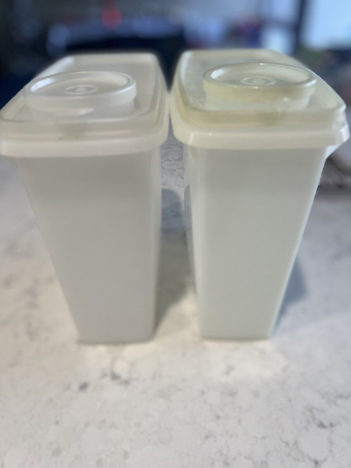 TWO Tupperware 499-3 Pour n Store Jr Containers with Seal & Flip Top