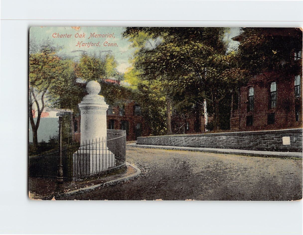 Postcard Charter Oak Memorial Hartford Connecticut USA