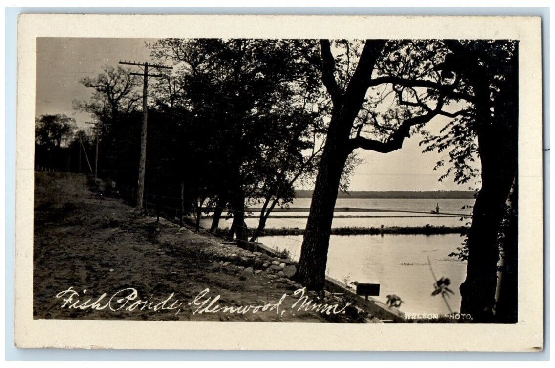 1912 Fish Pond Lake View Nelson Glenwood MN RPPC Photo Posted Postcard