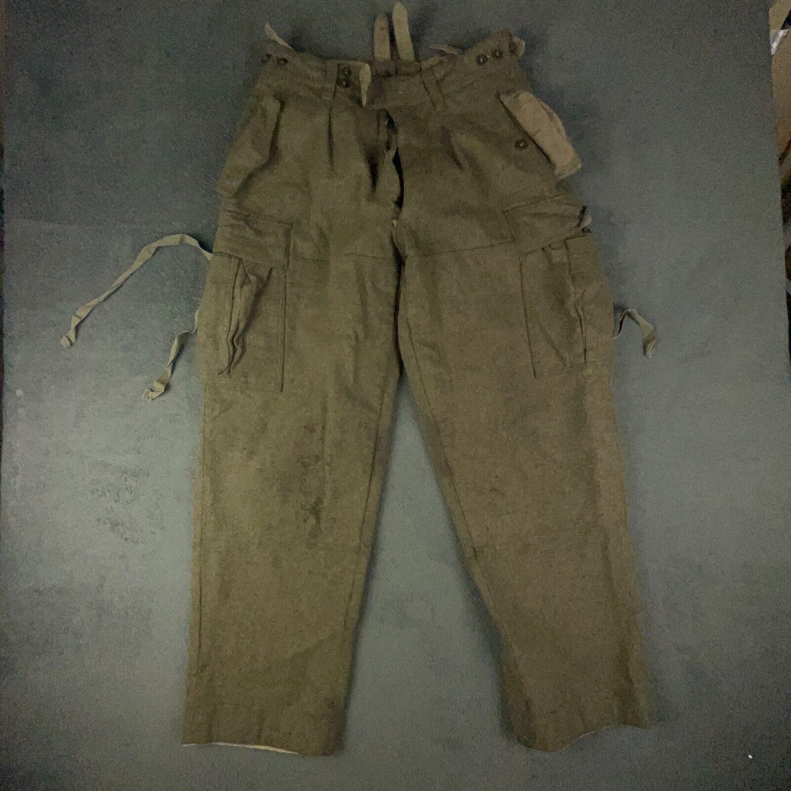 Hch Muermann Pants Mens 28 Wool German Millitary Cargo Trousers Green