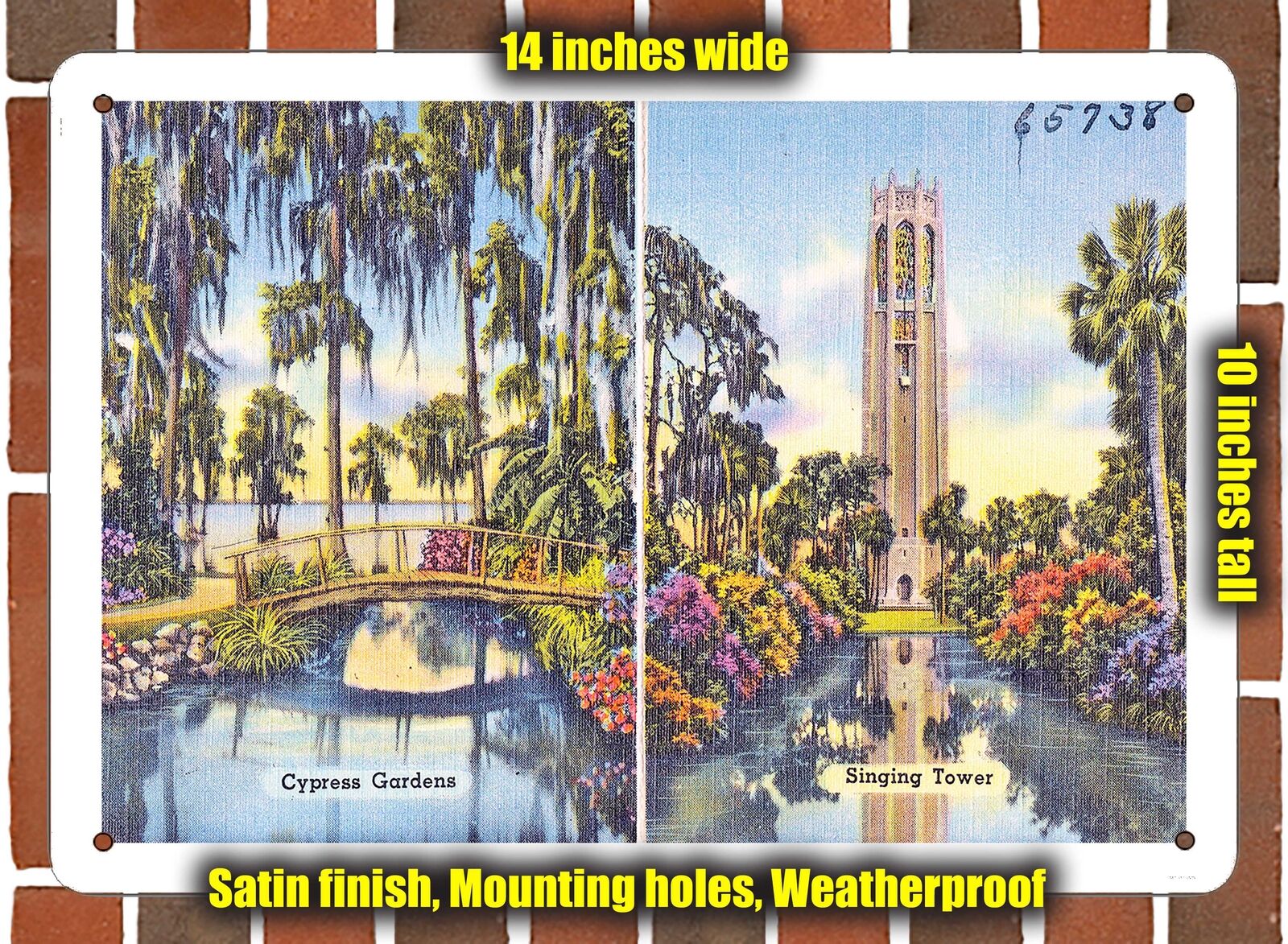 METAL SIGN - Florida Postcard - Cypress Gardens, Singing Tower