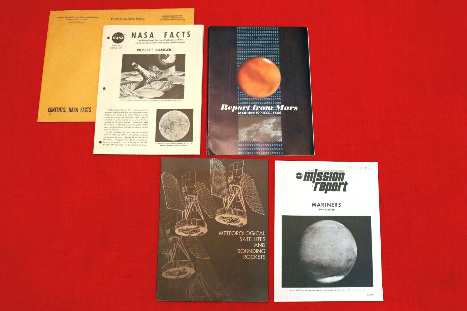 Lot NASA Memorabilia RANGER Mars Mission Report Mariners NASA Facts Booklets XZ