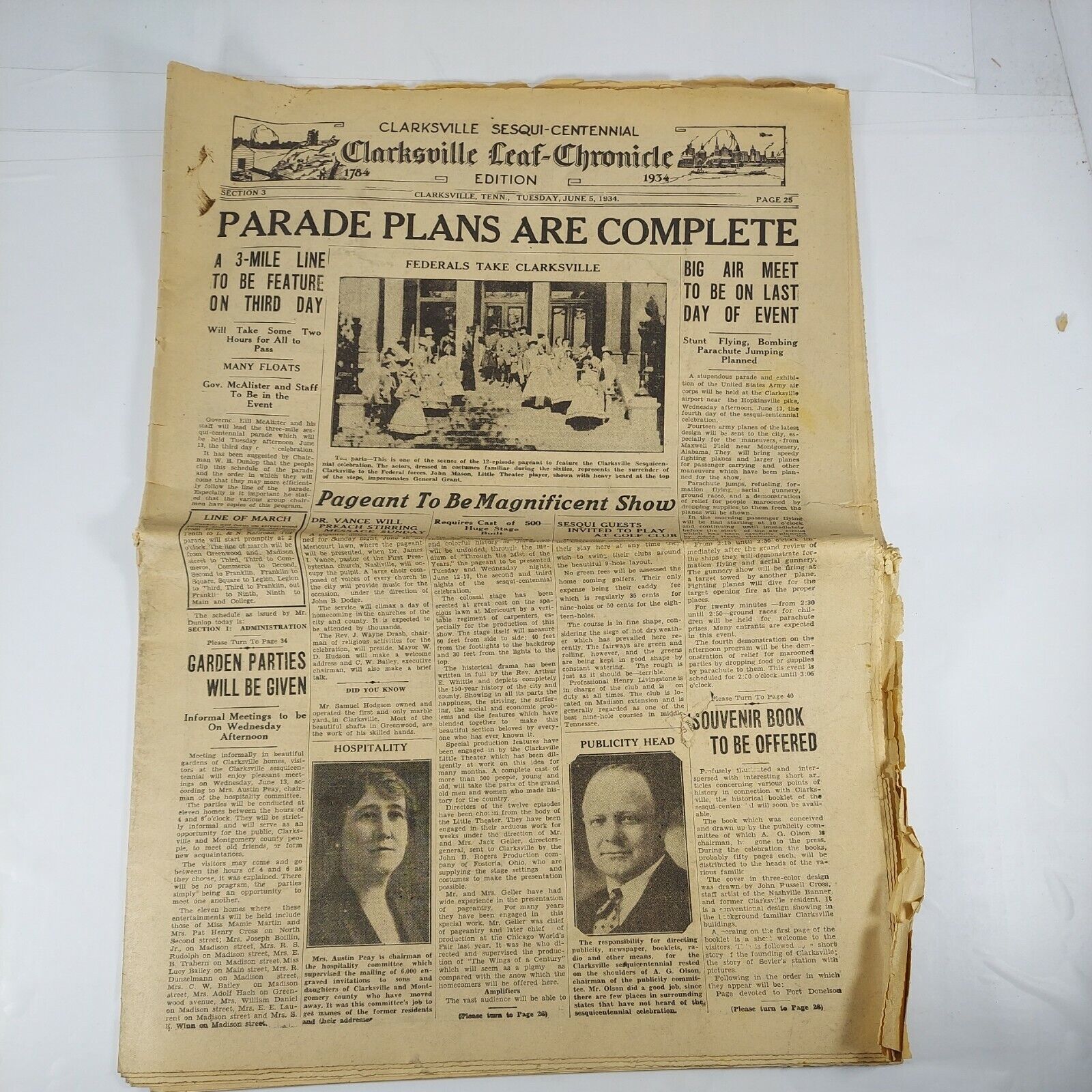 Calrksville Leaf-Chronicle Sesqui-centennial Edition June 5 1934 TN Section 3