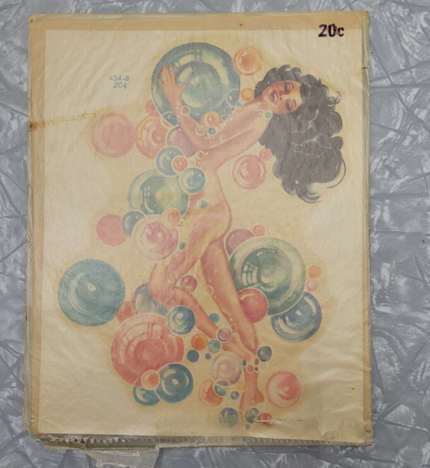 Vintage Meyercord #434-B Beauty Spot Pinup Bubble Girl Decal ~ 7.5