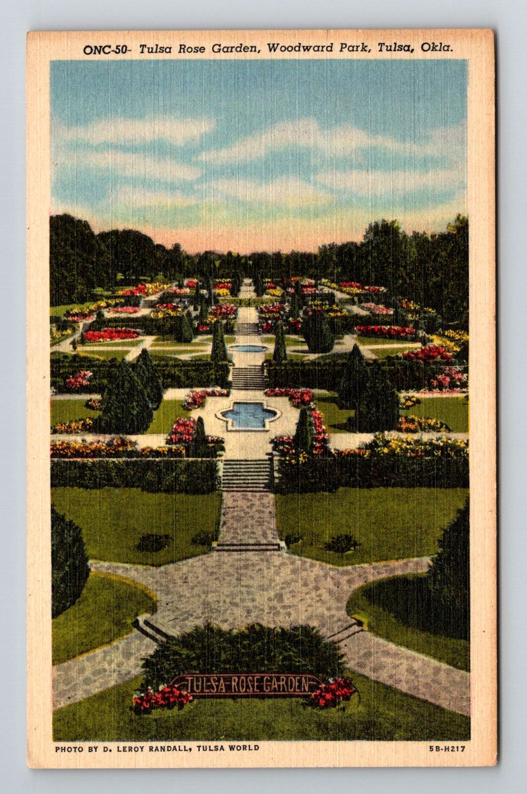 Tulsa OK-Oklahoma, Woodward Park, Tulsa Rose Garden, c1958 Vintage Postcard