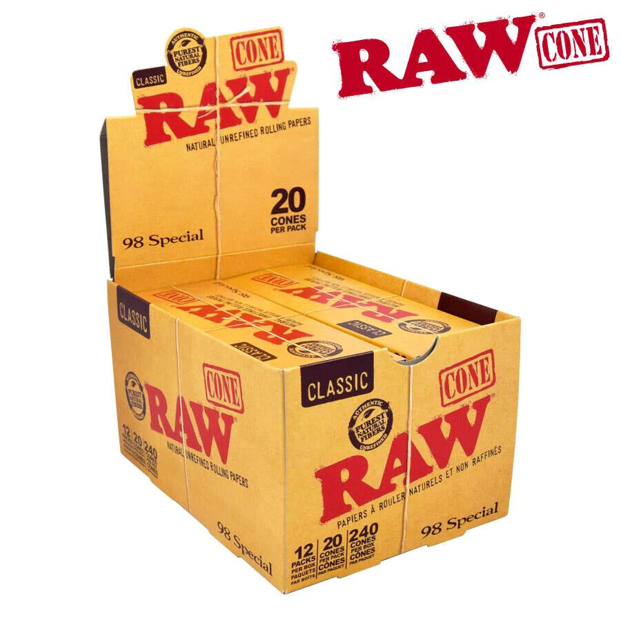 Raw Classic Cone 98 Special 12 Packs per Box 20 Cones Per Pack 240Ct. 