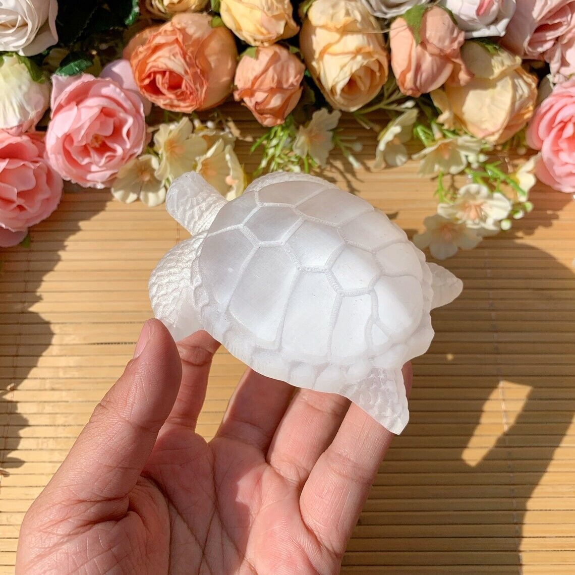 Selenite Stone Turtle Natural Sea Turtle Crystal Specimen Home Decoration Gift