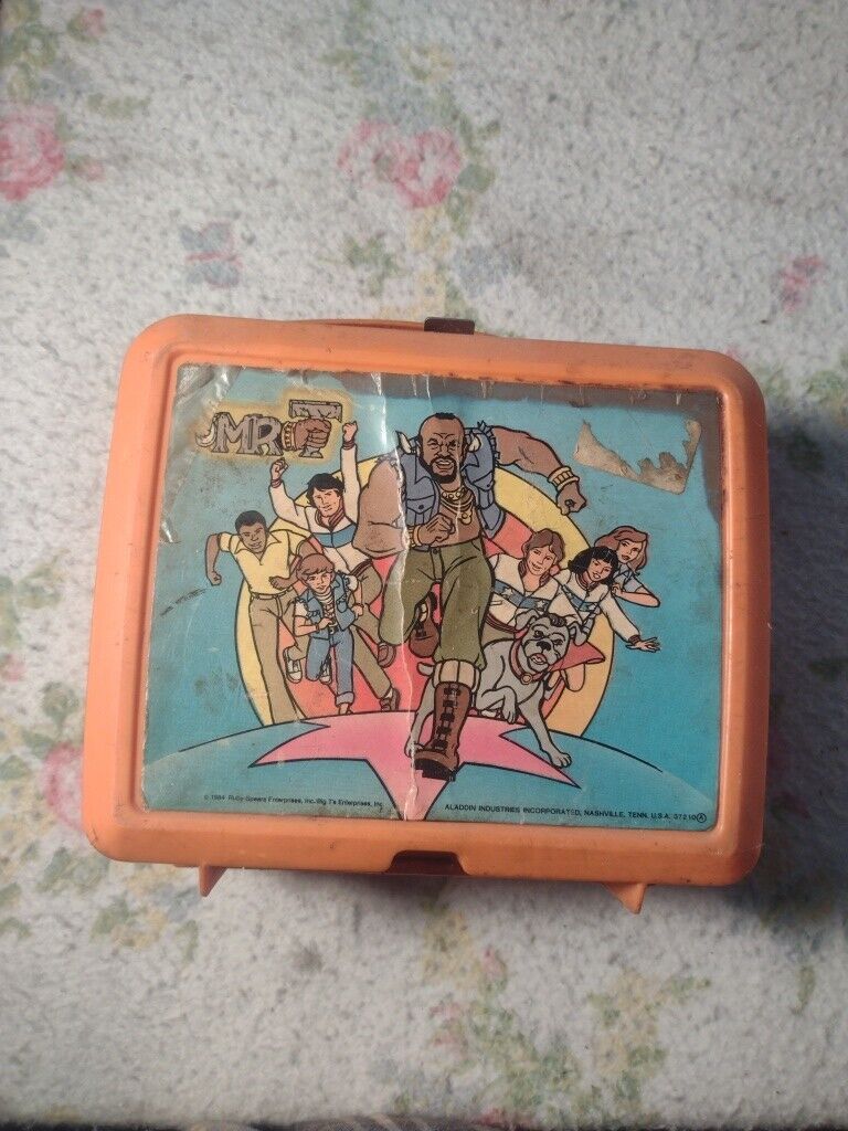 Vintage 1984 Mr T Lunchbox Orange Plastic  -Aladdin Used Condition A Team