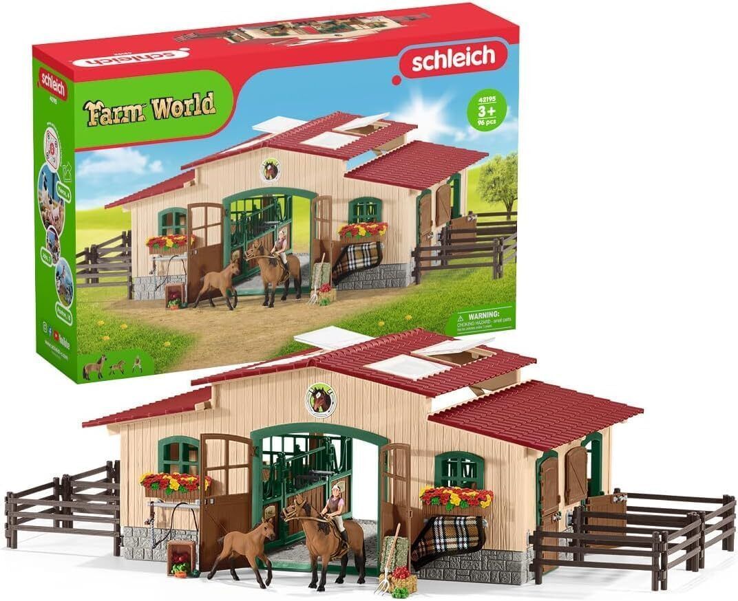 Schleich Horse Barn and Stable Playset - Award-Winning Riding Center 96 Piece