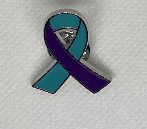 Purple & Teal Awareness Enamel Pin Badge: Suicide Awareness, Domestic Violence
