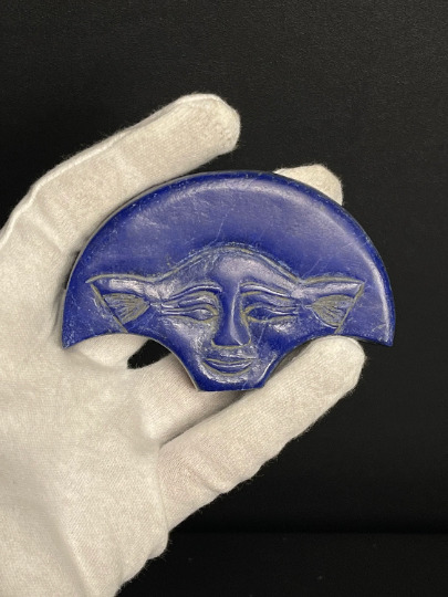 One of A Kind Real Lapis lazuli Face of HATHOR the cow Goddess of Love and women