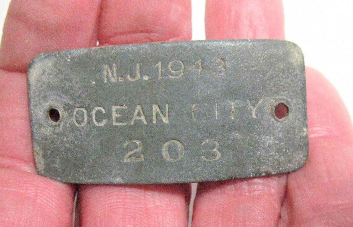 1943 OCEAN CITY NEW JERSEY METAL DOG TAG 203