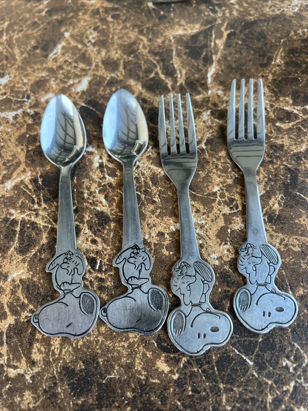 DANARA Vintage 2 Spoons/2 Forks, Snoopy, NICE 1958 1965