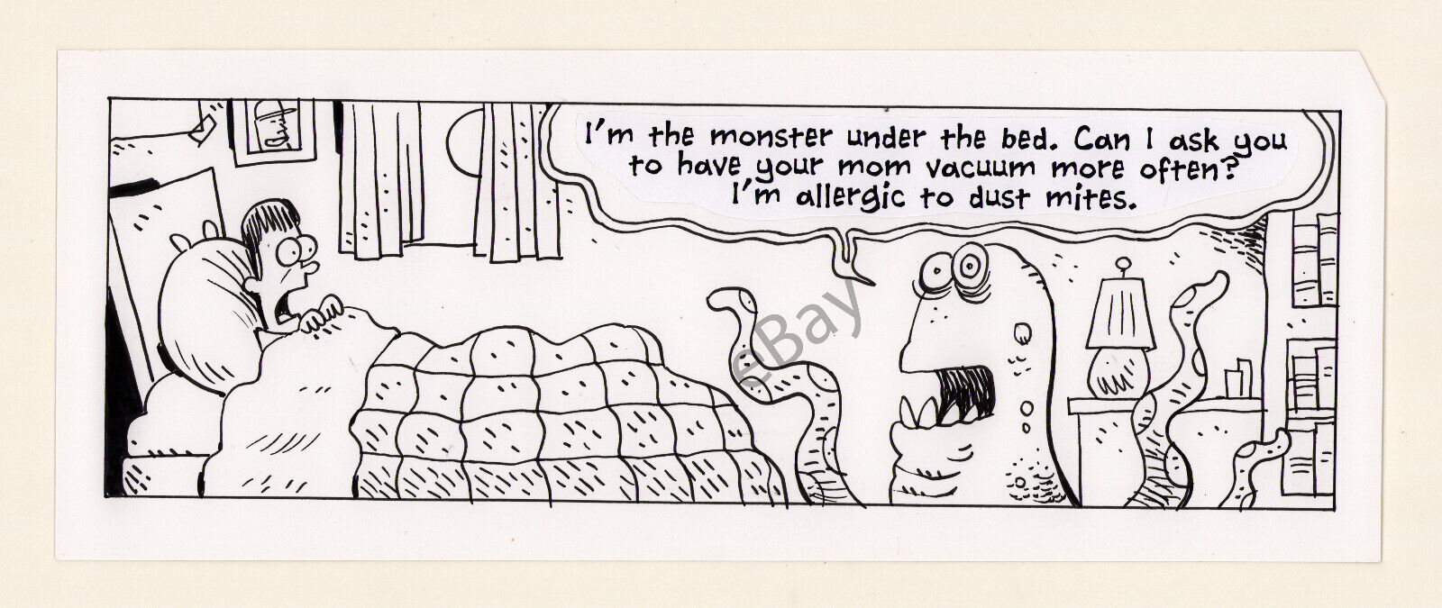 EEK Daily Comic Strip Original Art Monster Under the Bed Gag by Scott Nickel