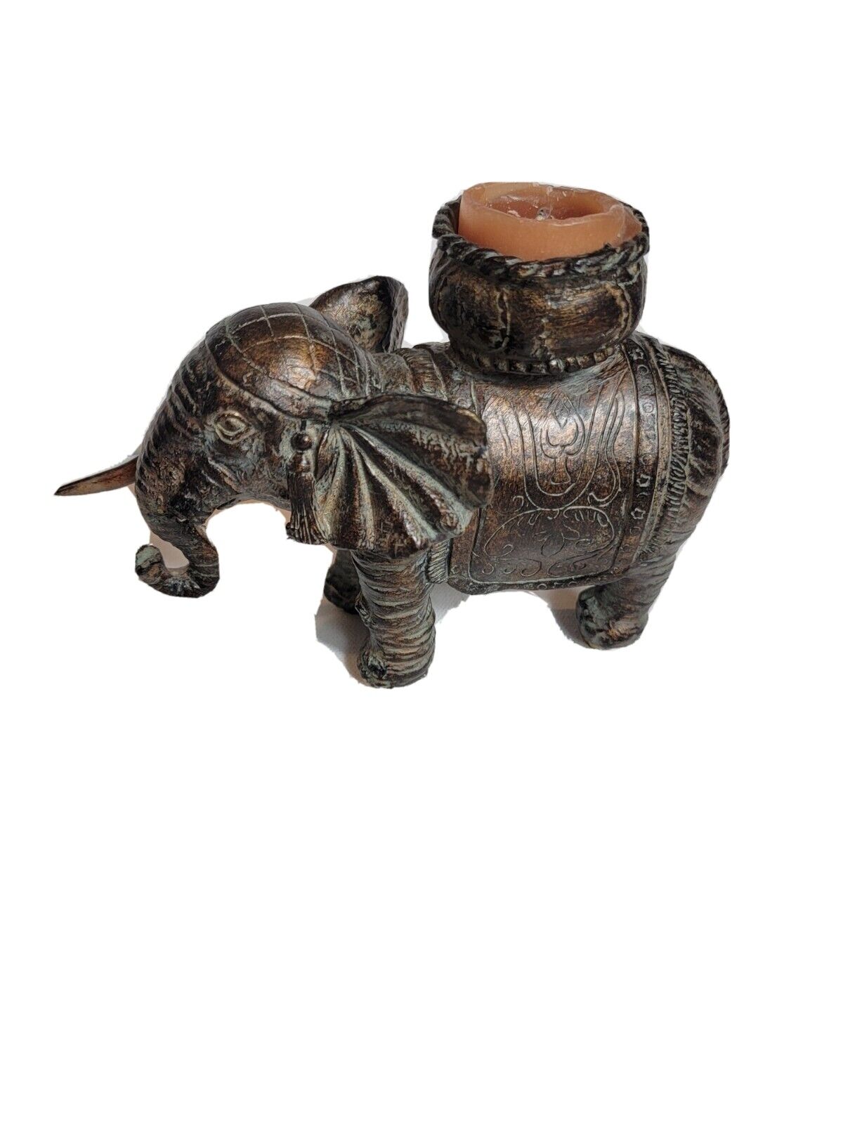 Vintage Elephant Candle Holder Tea Light Decor Bronzed 7\