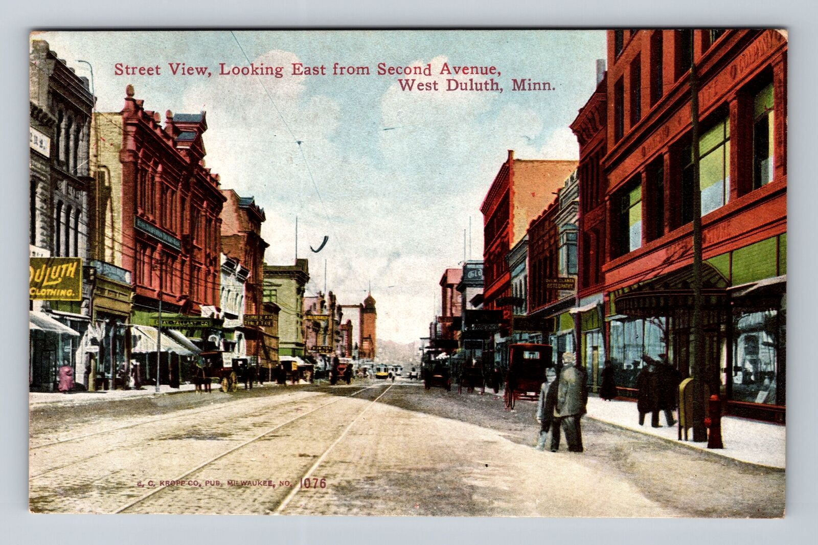 West Duluth MN-Minnesota, Street View Looking East From Second Vintage Postcard