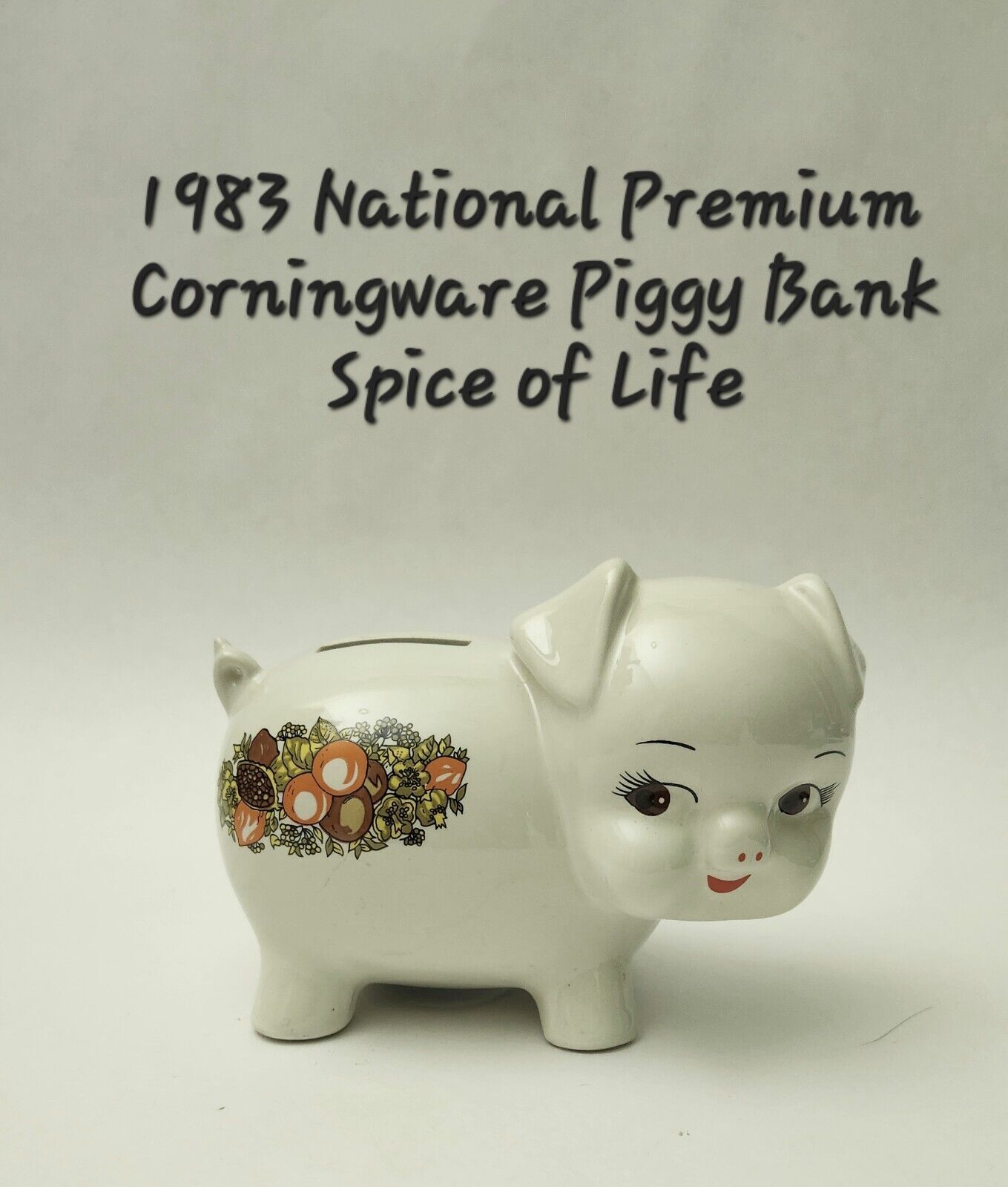 1983 Corning Glassworks Piggy Bank - Spice Of Life - Original Sticker