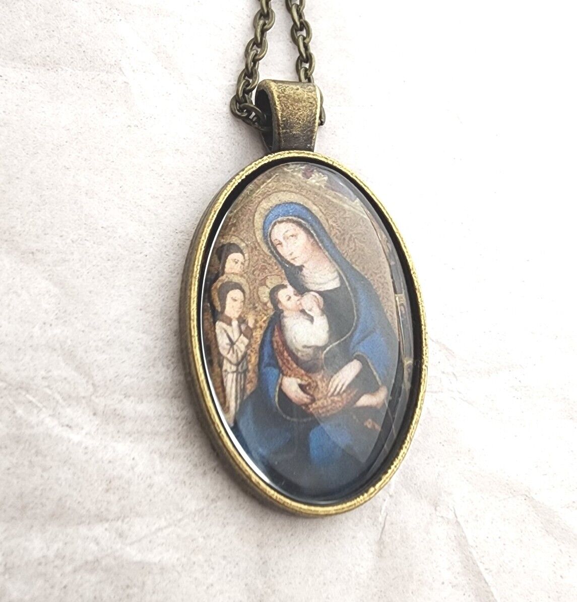 Breastfeeding Our Lady Leche Medal Catholic Picture Pendant Cabochon Photo Gift