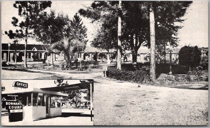 Tallahassee, Florida Postcard BOWMAN'S AUTO COURT Highway 27 Roadside c1950s