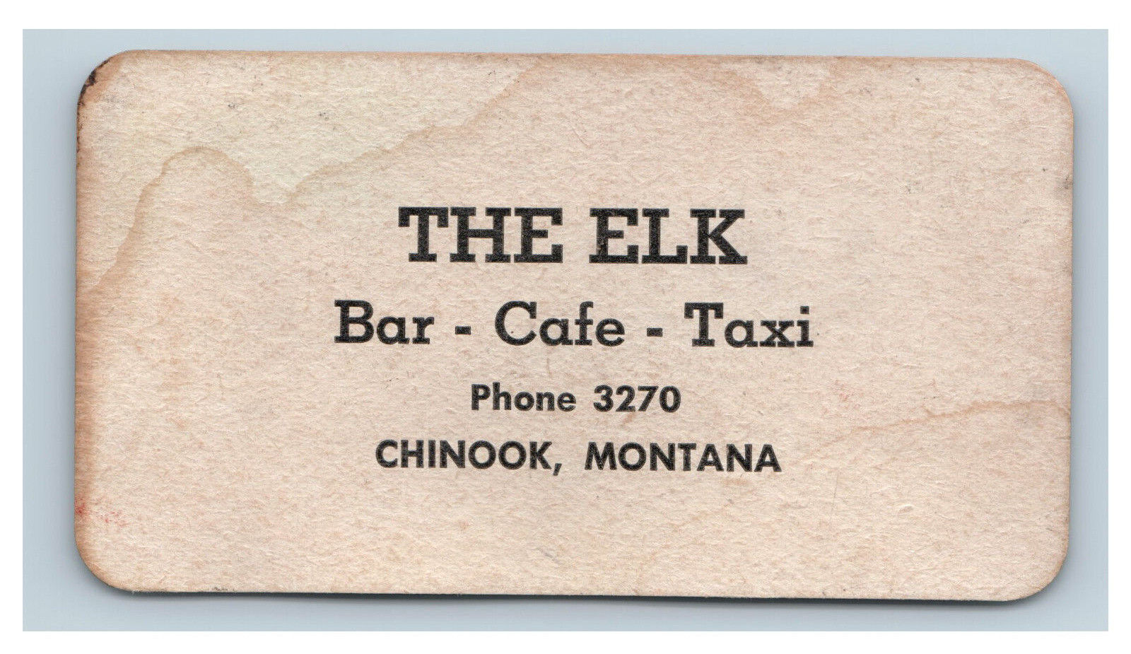 1950s The Elk Chinook MT Business Card Advertising Risque Naughty Comic Pilgrim