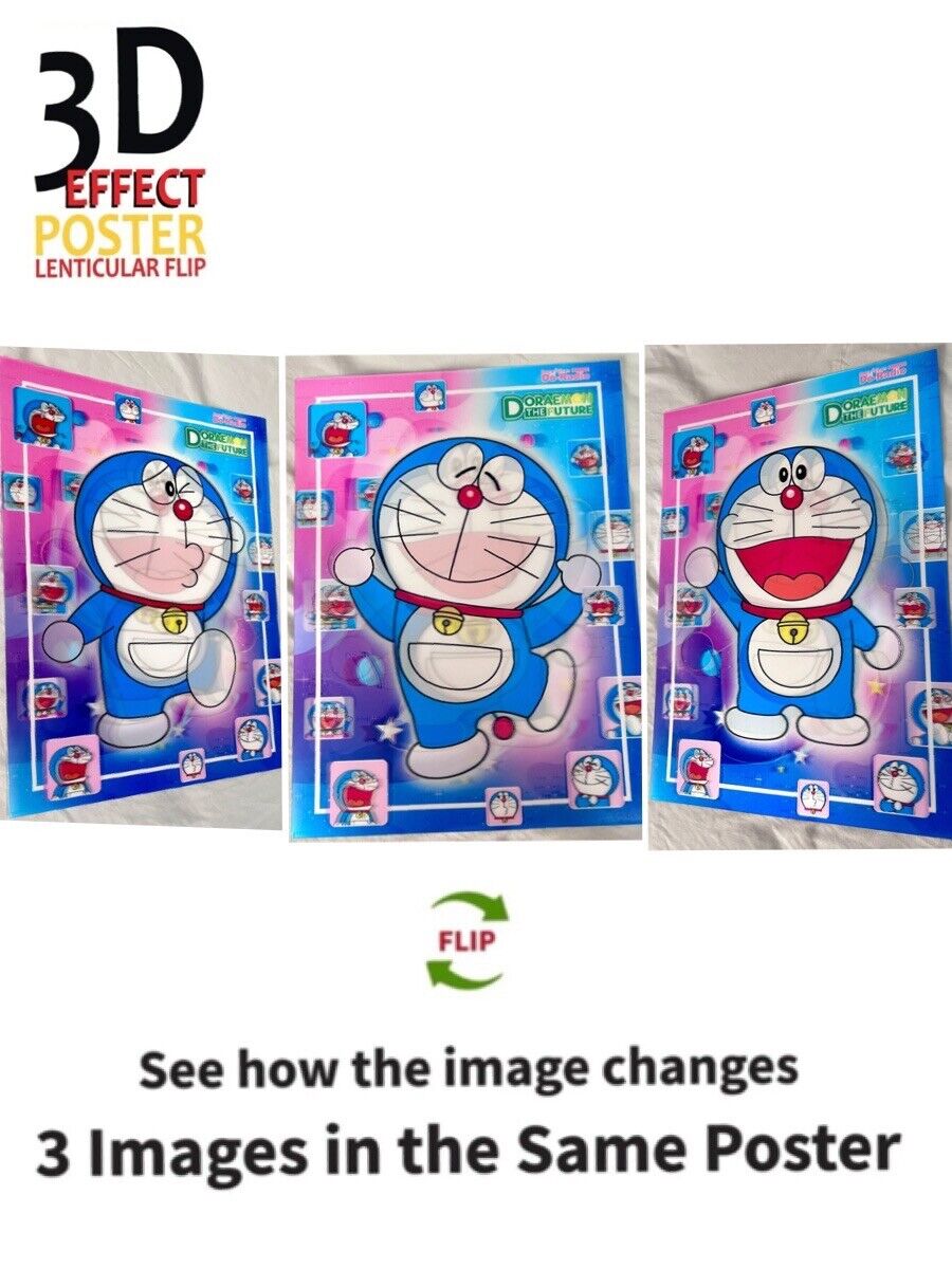 Doraemon- 3D Poster 3DLenticular Effect-3 Images In One