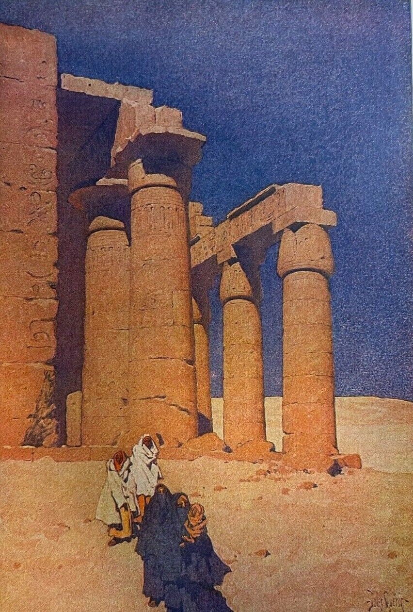 1908 Vintage Magazine Illustration The Ramesseum at Thebes by Jules Guerin