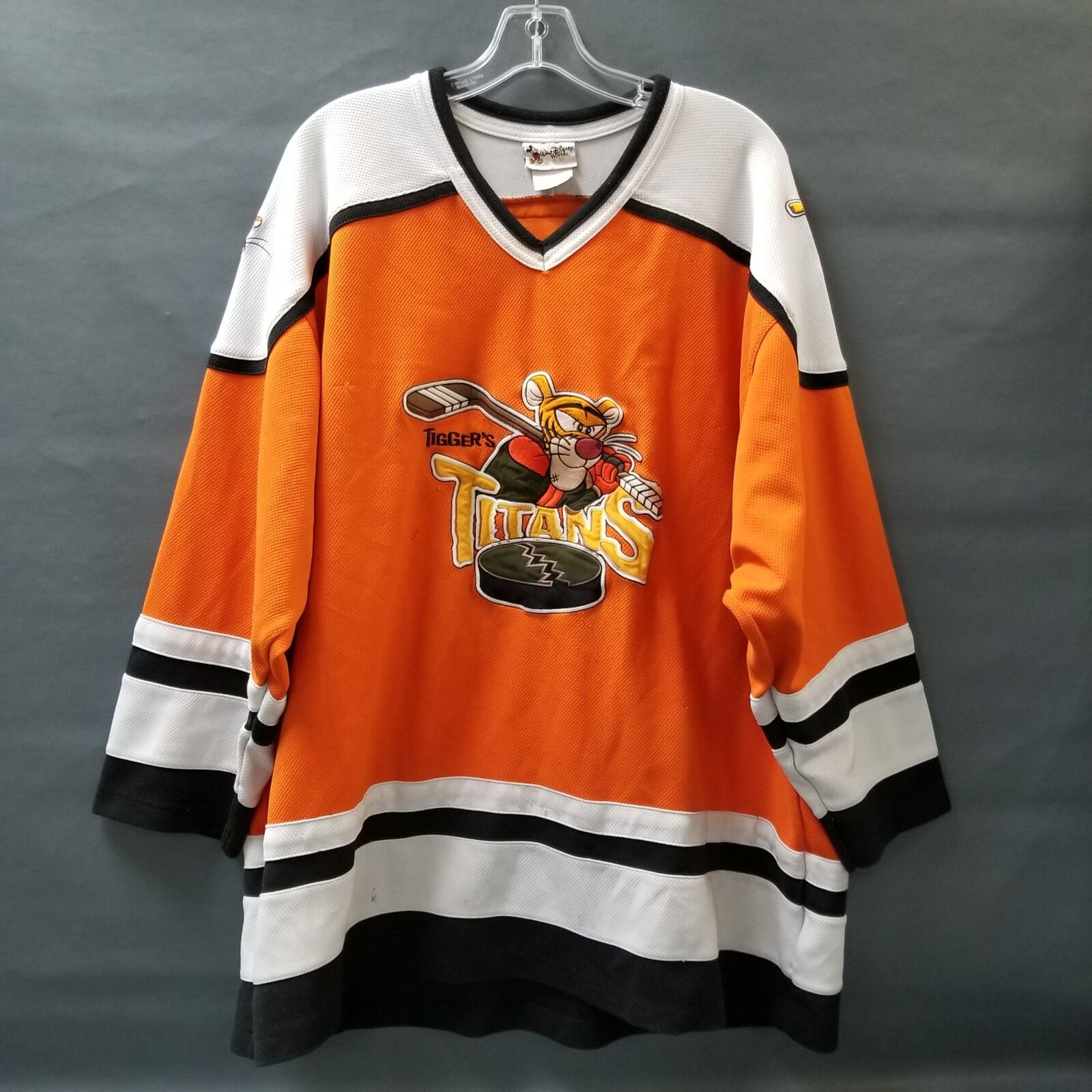 Vintage Walt Disney World Tigger's Titans Orange Hockey Jersey Adult Sz XXL