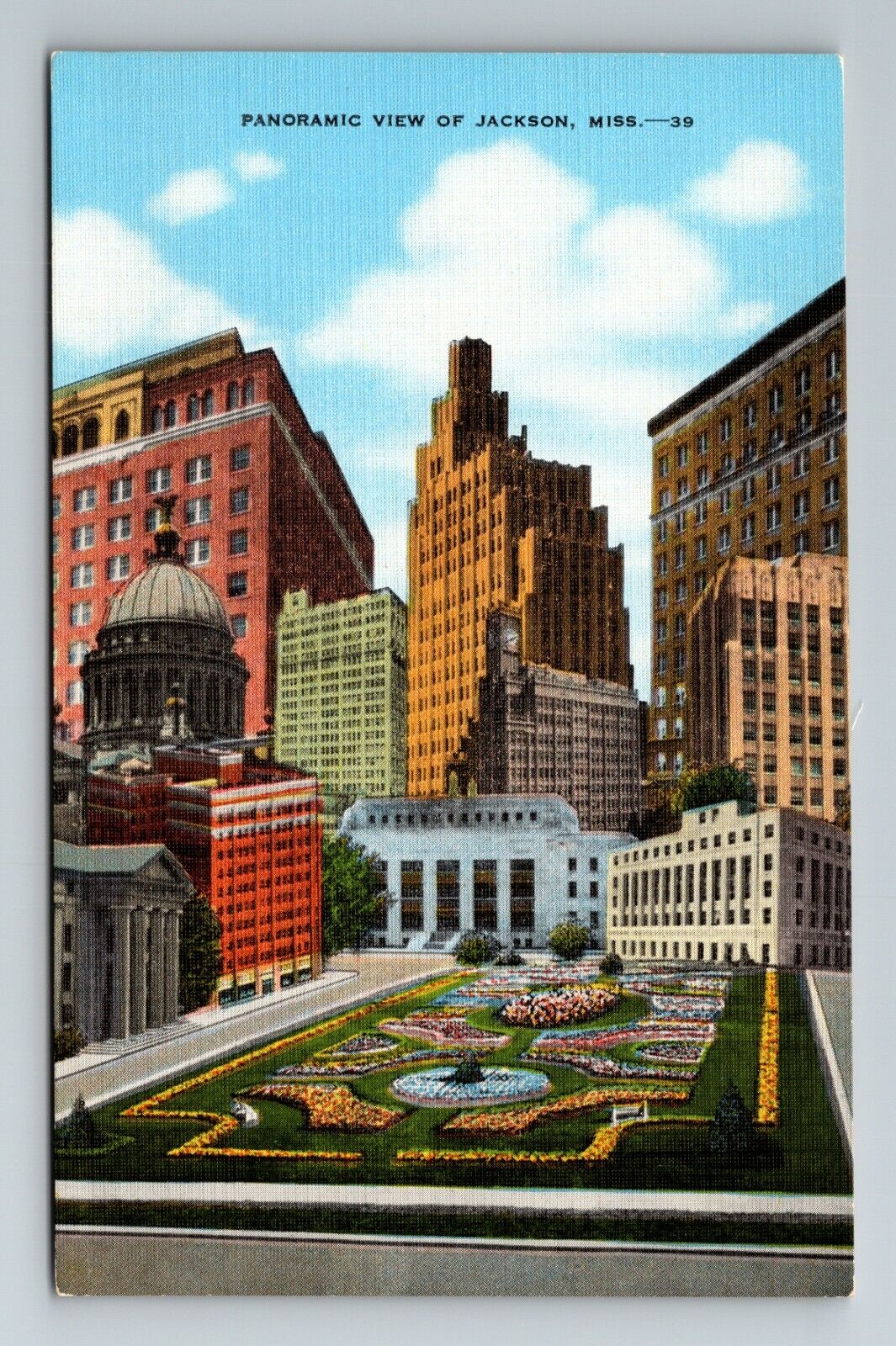 Jackson MS-Mississippi, City Buildings, Park, Gardens Vintage Souvenir Postcard