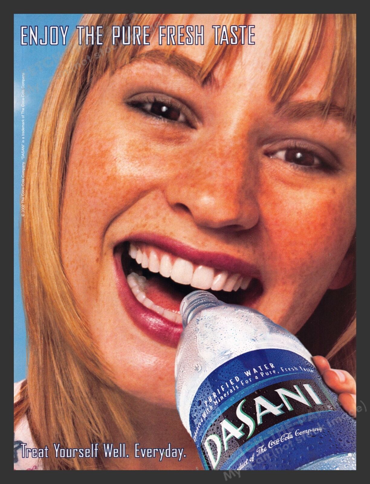 Dasani Bottled Water Beverage Freckled Girl 2000s Print Advertisement Ad 2002
