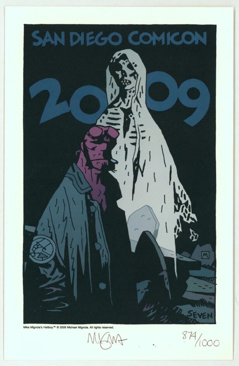 Doug Sneyd Collection Copy ~ 2009 SDCC Hellboy Art Print SIGNED by Mike Mignola