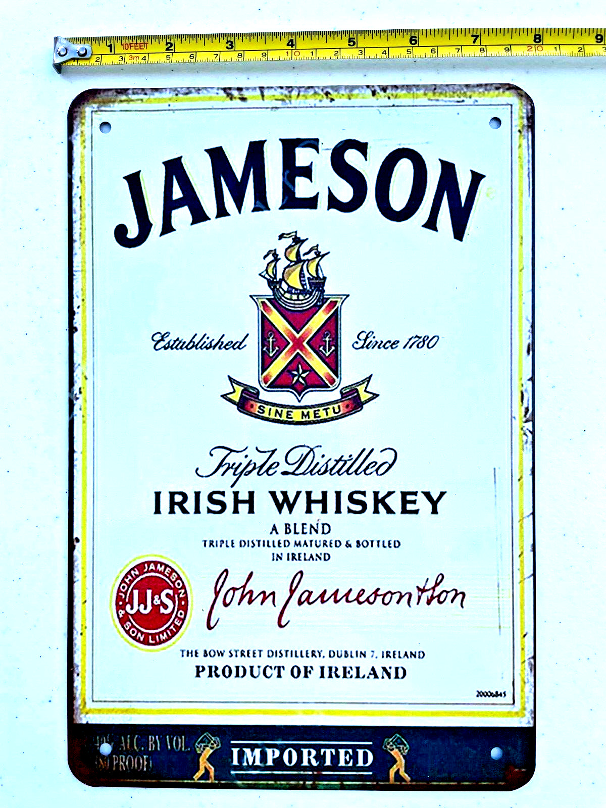 Jameson Irish Whiskey Tin Sign Scotch Whisky Retro Vintage Metal Bar Label Art