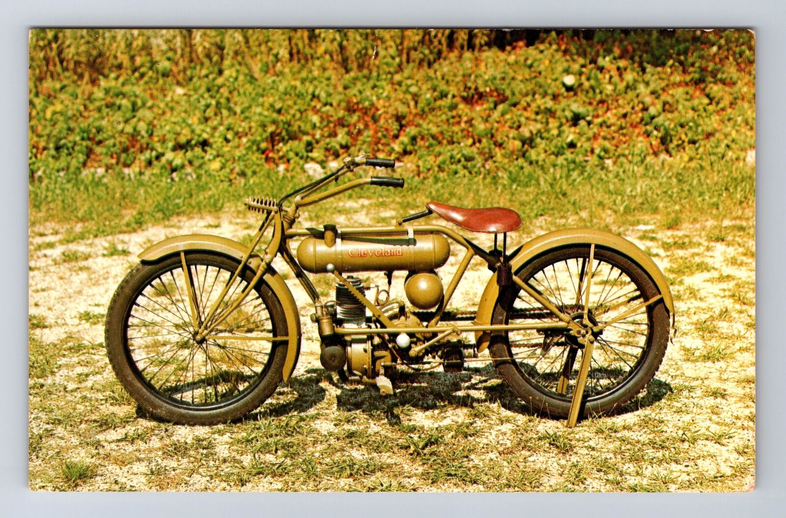 Southampton NY-New York, 1919 Cleveland Motorcycle, Vintage Postcard