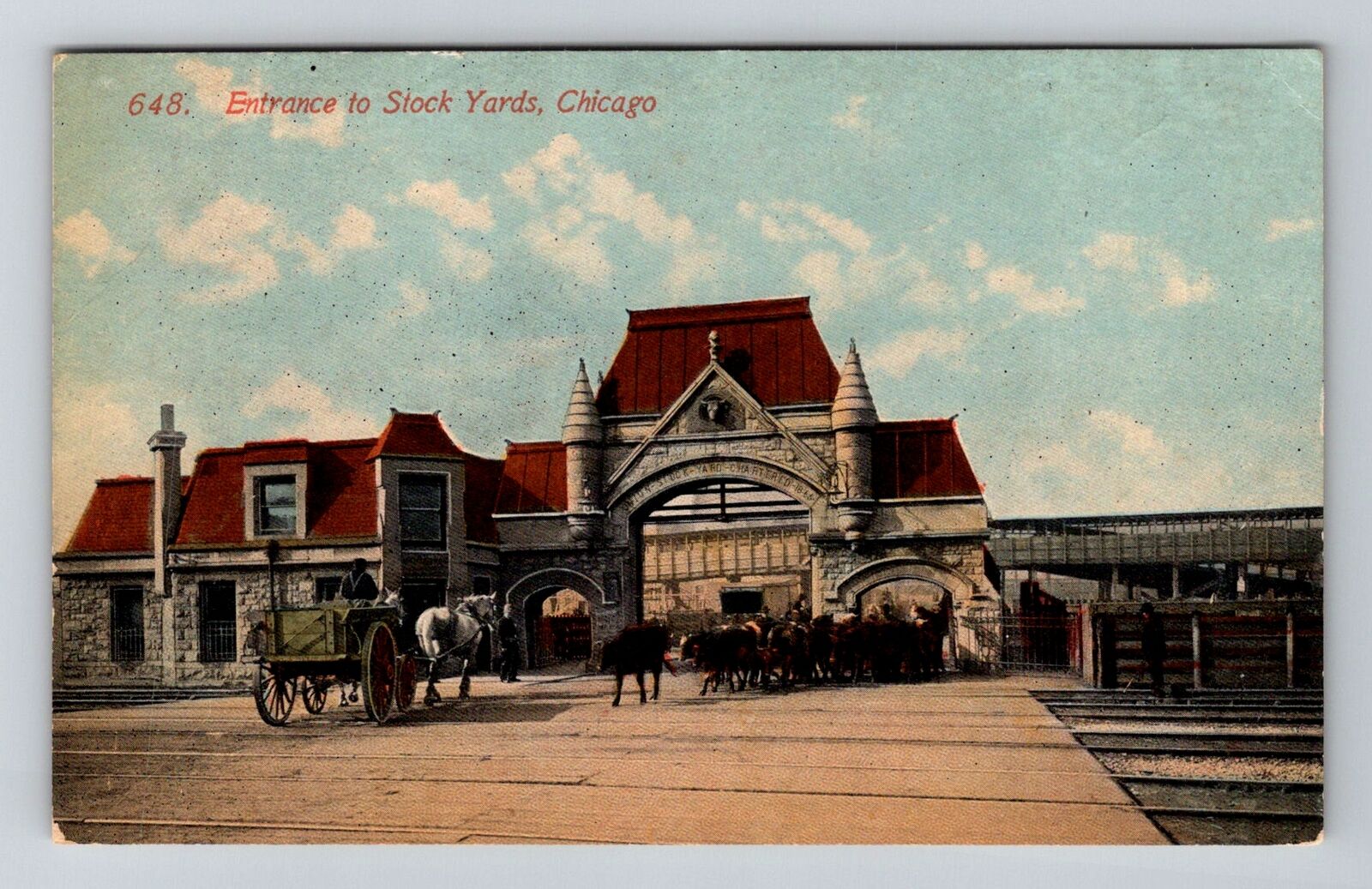 Chicago, IL-Illinois, Entrance To Stock Yards Antique, Vintage Souvenir Postcard