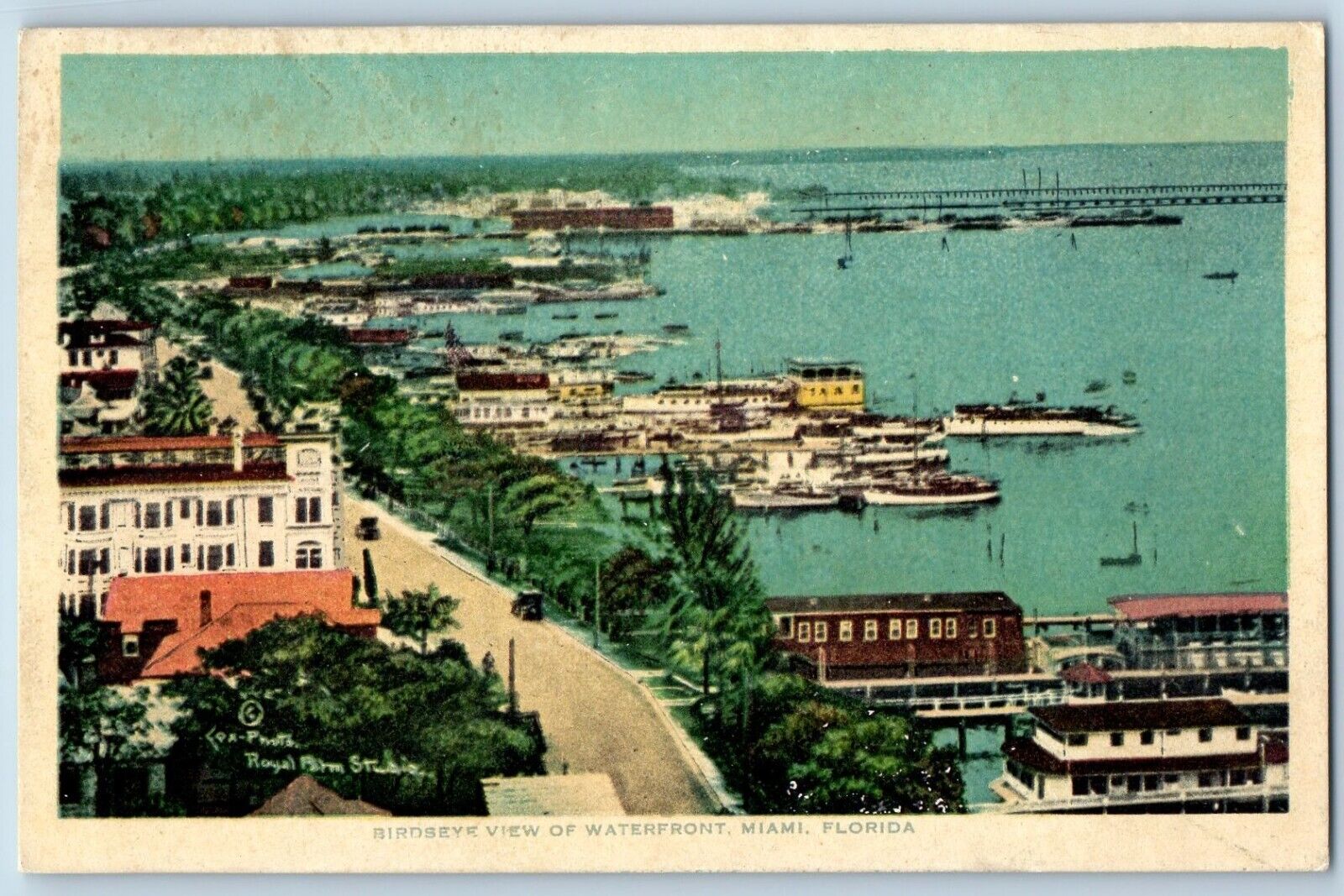 Miami Florida Postcard Birdseye View Waterfront Exterior c1920 Vintage Antique