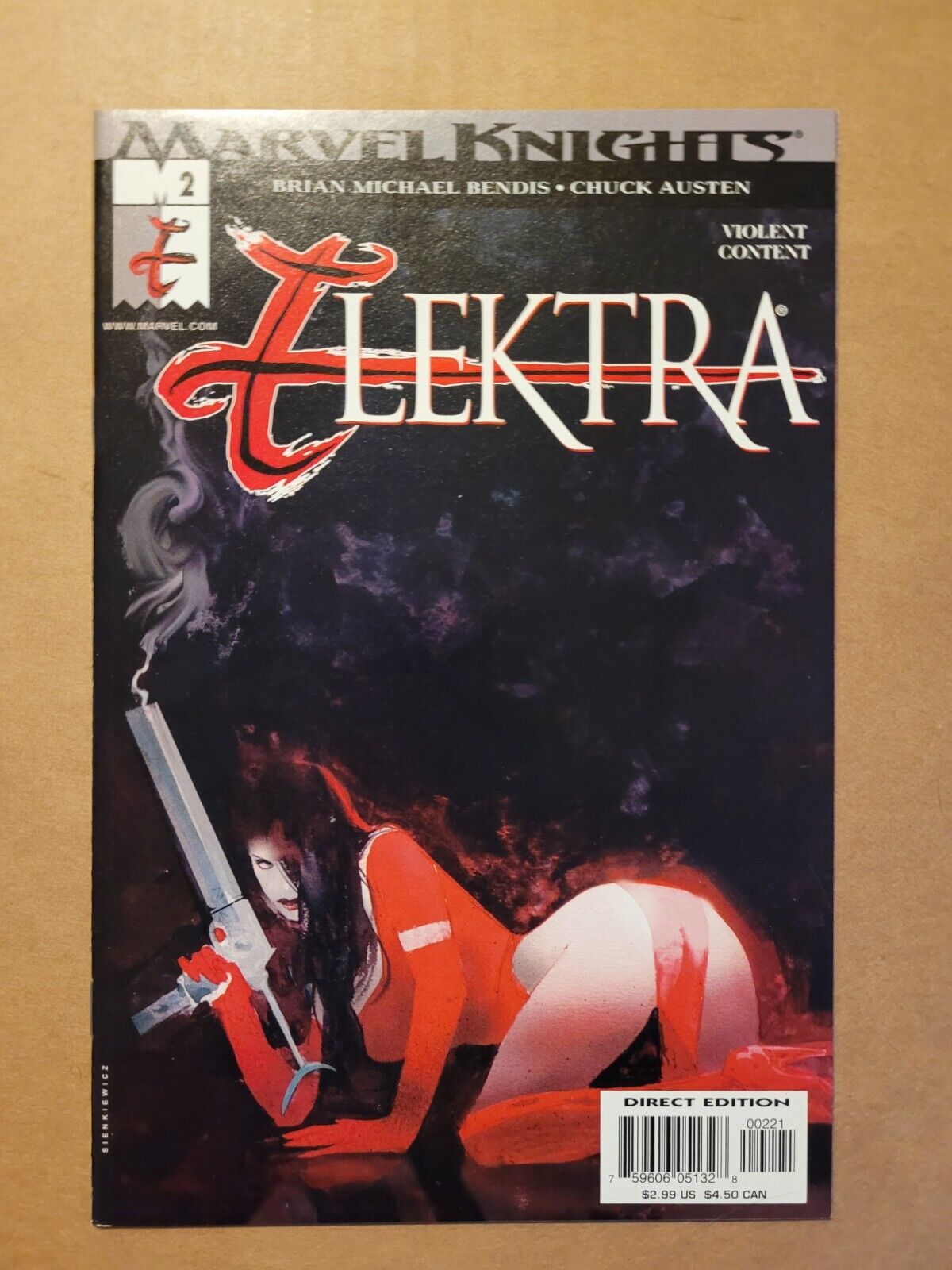 Elektra Vol. 3 #2 B Cover Variant Oct 2001 Bill Sienkiewicz High-Grade Marvel