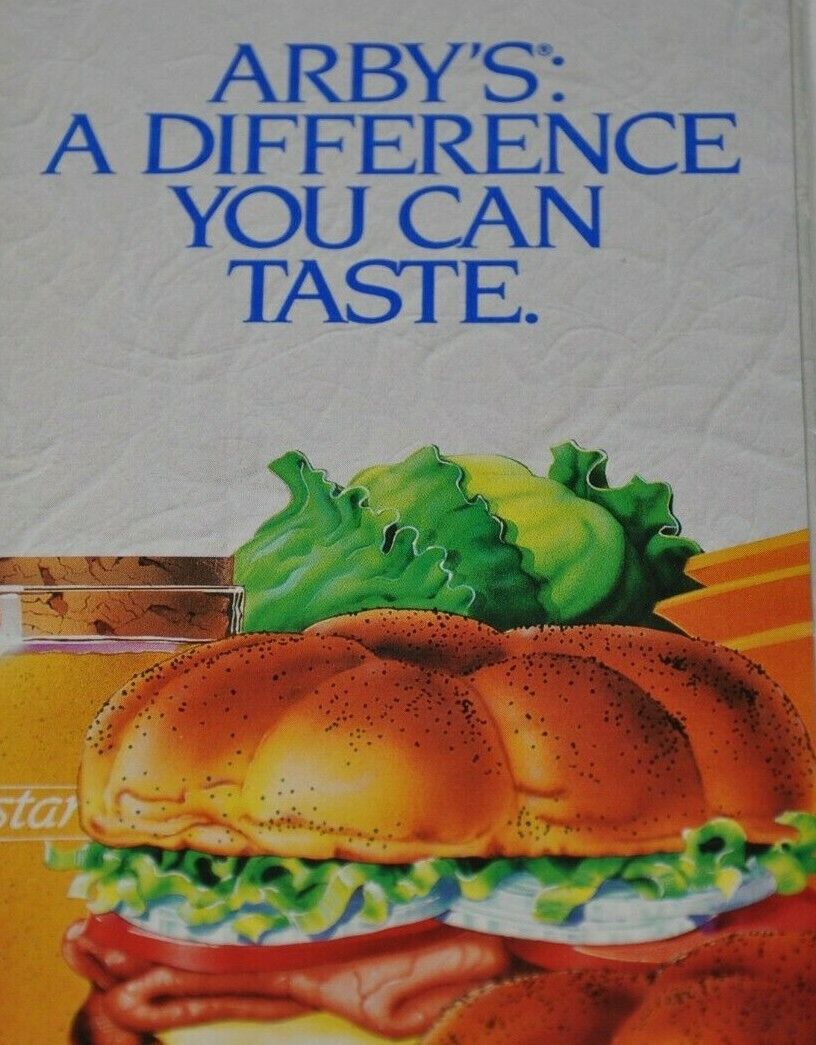 1989 Arby\'s Promotional Brochure Difference you can Taste Menu Nutrients Vintage